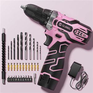Drill Set,12V Cordless Drill Pink with 42 Acessories, Pink Power Drill Cordless